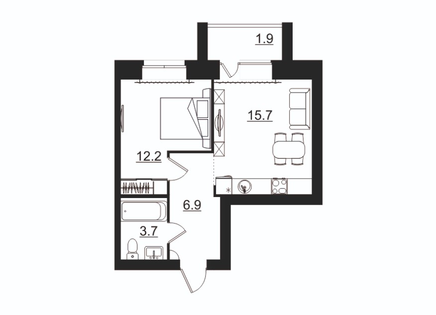 планировка квартиры 40 м2
